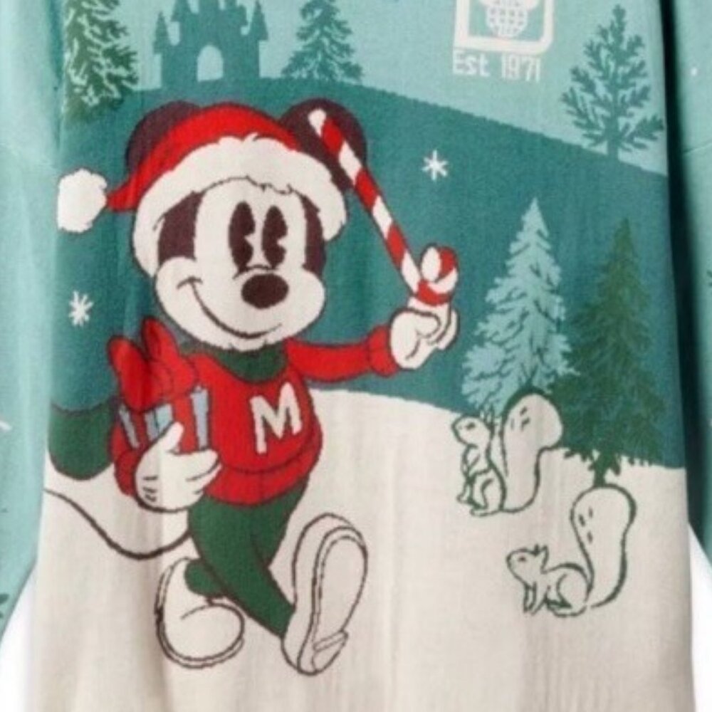 Disney Parks Mickey Mouse Christmas Spirit Jersey Green Sweater NWT Large - Picture 4 of 6